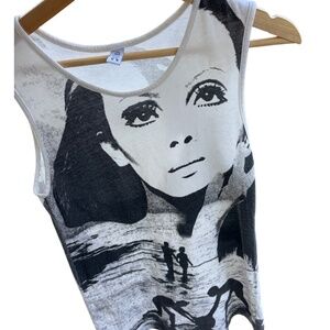 Lauren Moshi Graphic Art Tank Top – Size Medium Black and White Beach